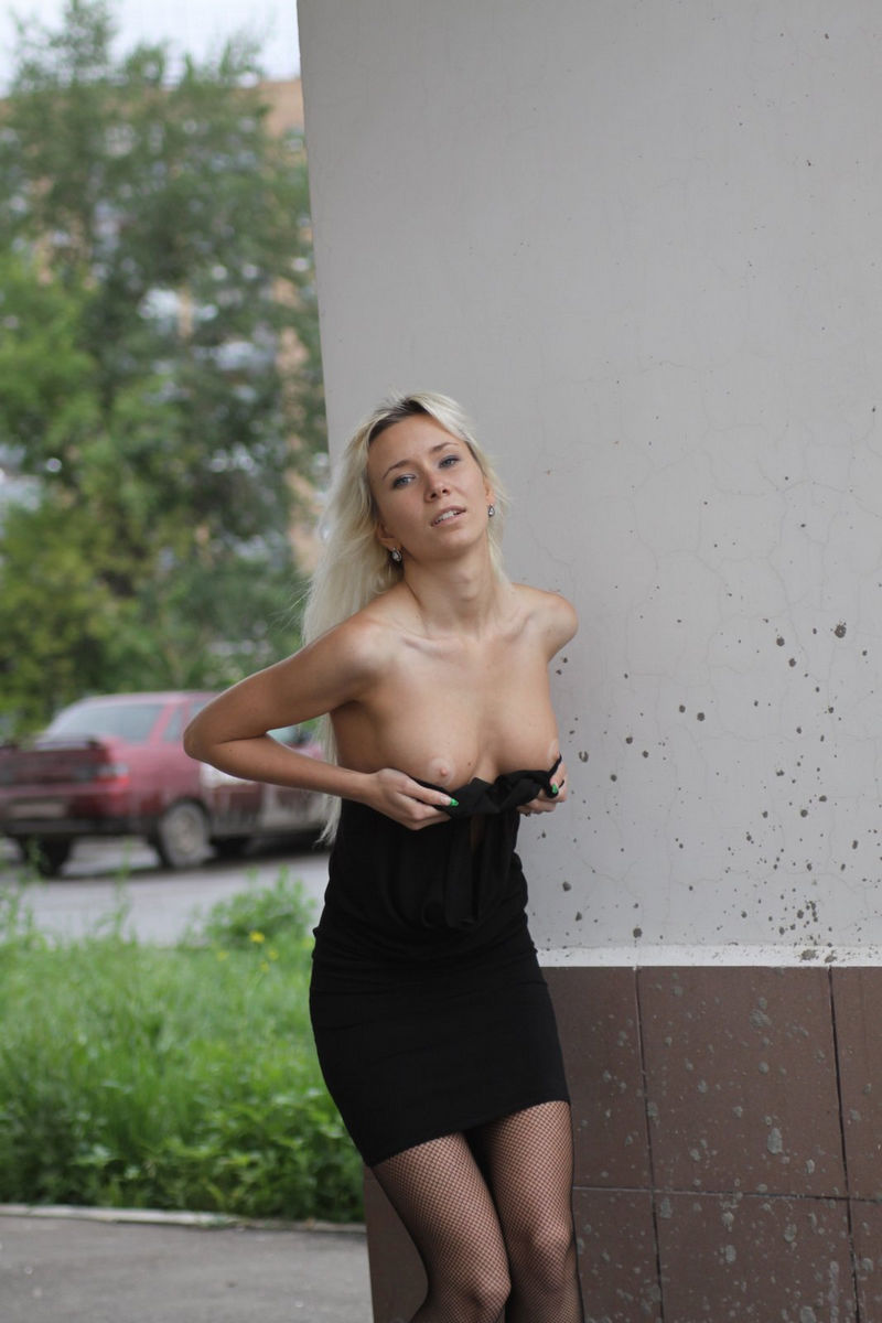 Russian girl undressing in public